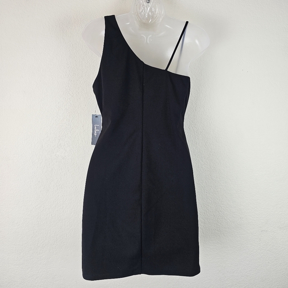 Lulus Evening Soiree Black One-Shoulder Bodycon Dress Size S Cocktail Party LB - Picture 4 of 11